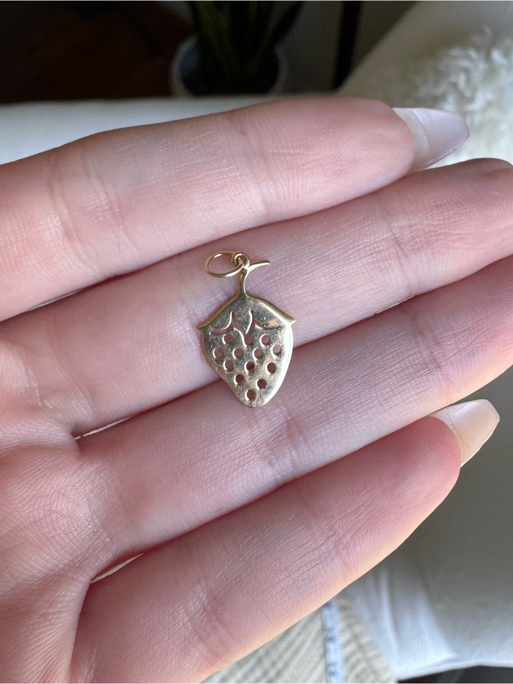14K Yellow Gold Strawberry Charm Pendant